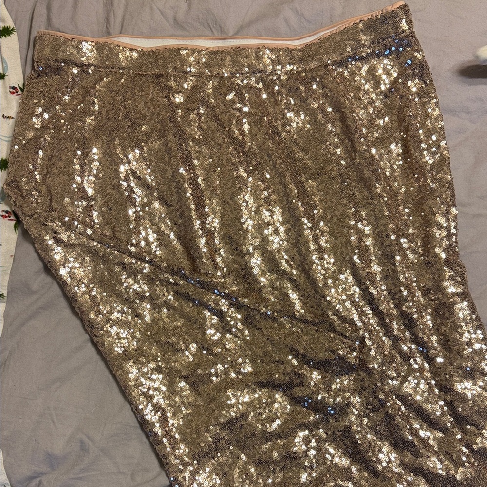 Lane Bryant Gold Sequin Asymmetrical Skirt
